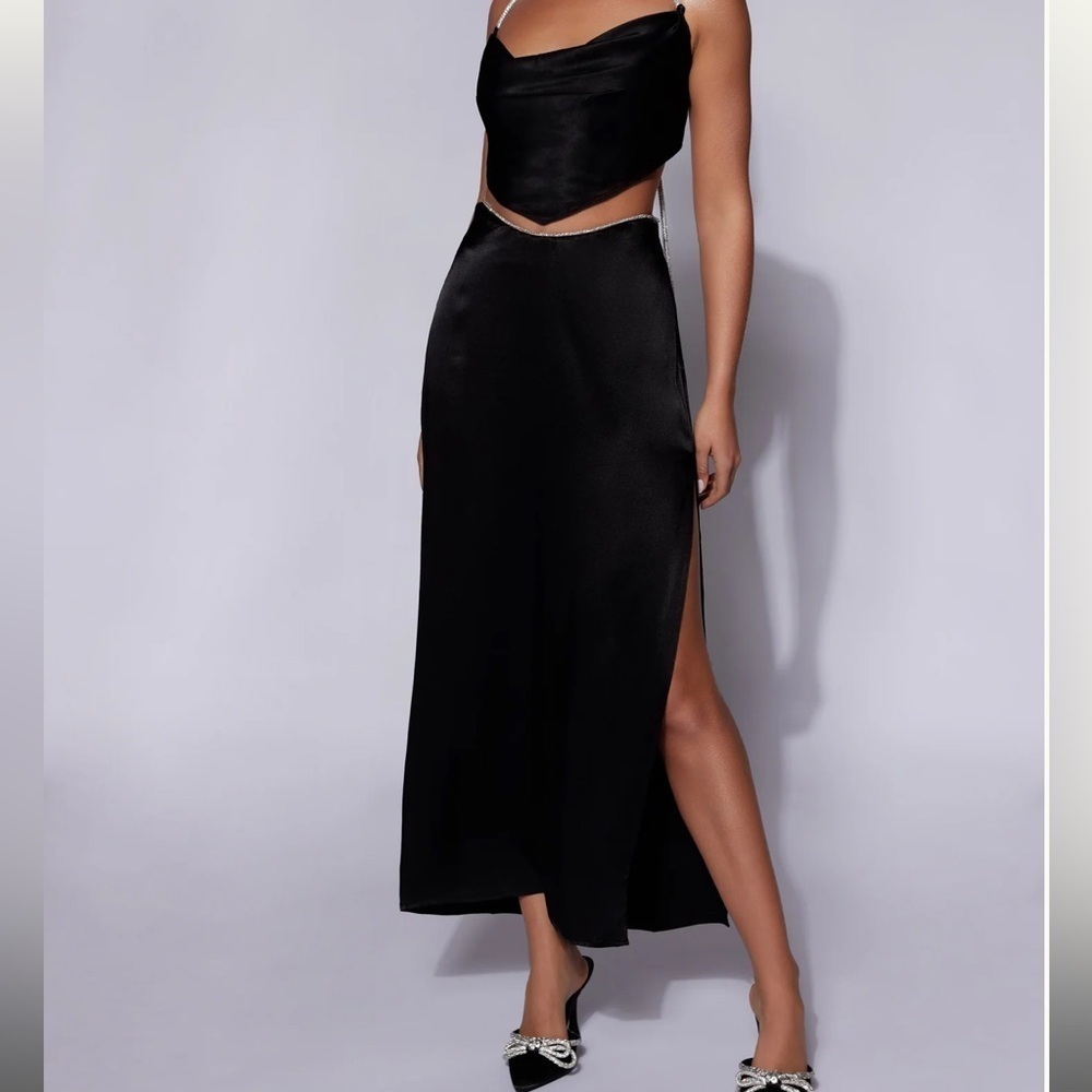 NWT Diamante Rope Maxi Skirt - Black SIZE SMALL - Picture 1 of 5